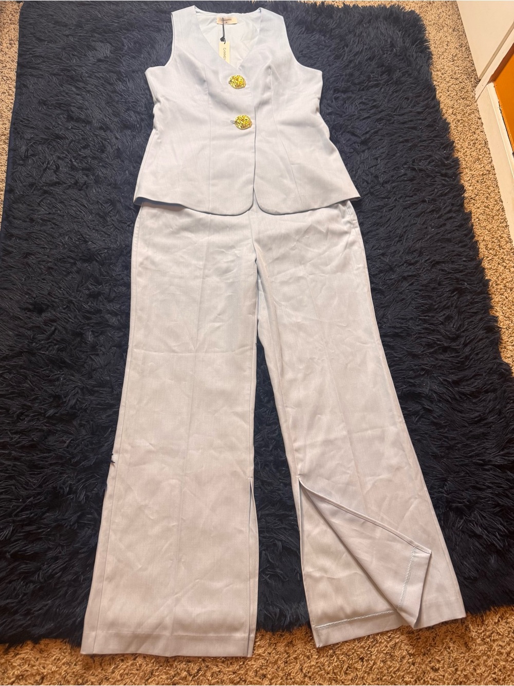 NWT Commense Button Split Sleeveless Pants Set in Baby Blue. Size XL - Picture 7 of 11